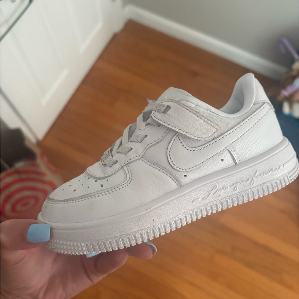 Nike Kids White Leather Hook-and-Loop Sneakers